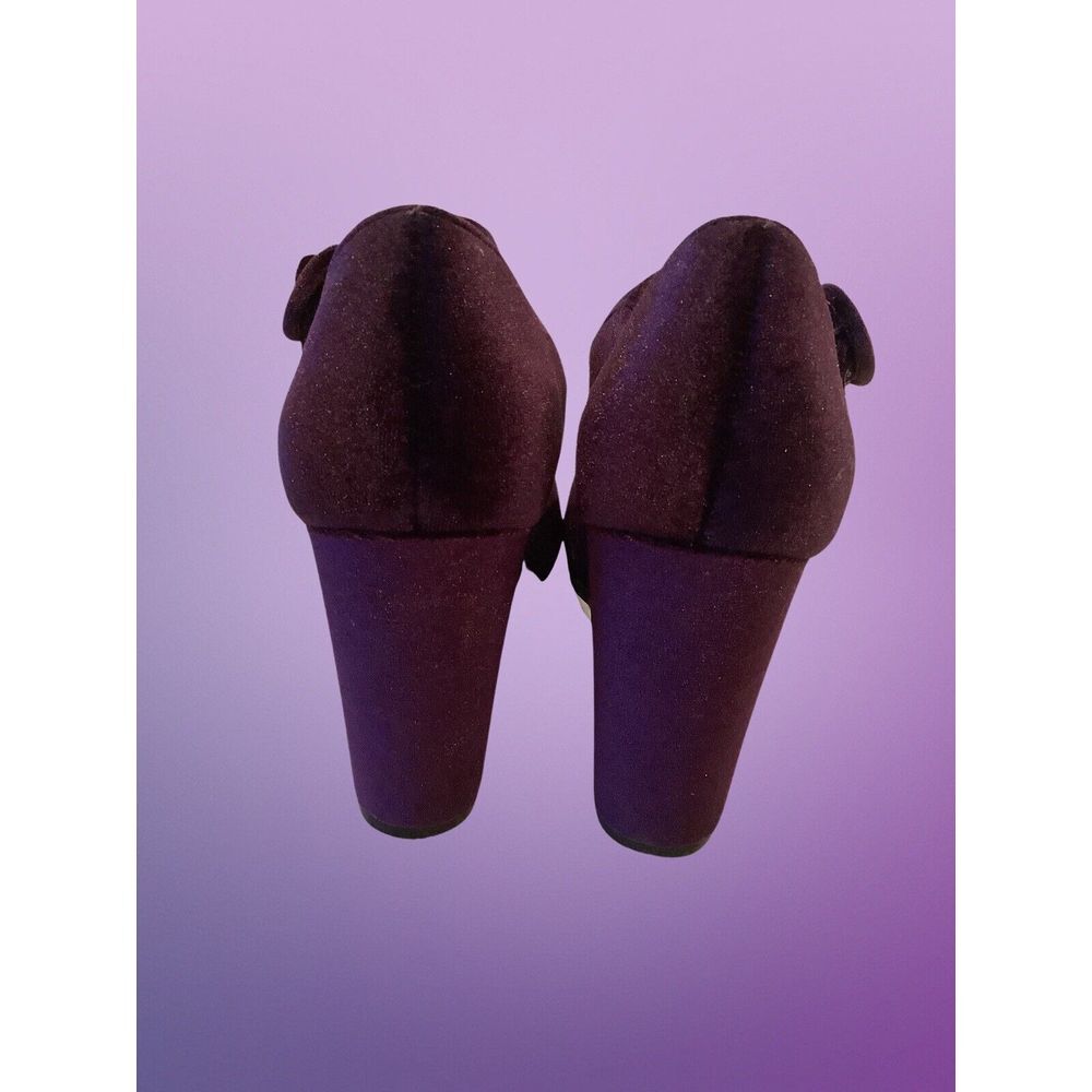 Christian Soriano Purple Velveteen Heels Mary Jane Chunky Block Pumps Sz 6.5 - Picture 5 of 8